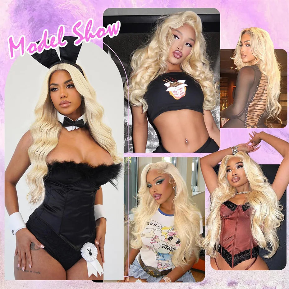 13x4 13x6 360 HD Transparent 613 Lace Frontal Wig Honey Blonde Color Brazilian Raw Body Wave Lace Front Human Hair Wig For Women