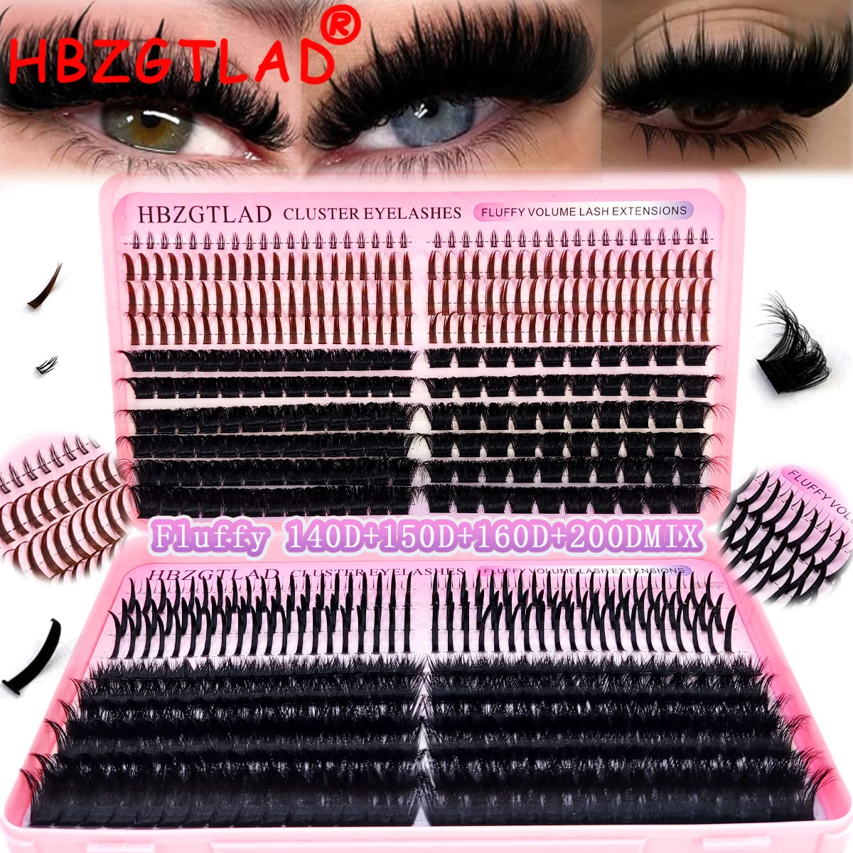 HBZGTLAD Lash Cluster Lash Book 80D-160D Bottom+Thorn Cluster Fairy Manga Lash Cluster Extended Lash Cluster with Spike eyelashe
