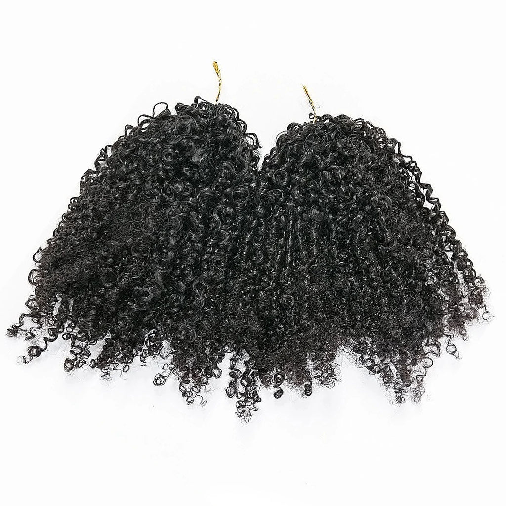 Afro Kinky Curly Human Hair Extensions Crochet Hair Knotless Pre-Separated Feather Crochet Human Hair Extensions Natural Color