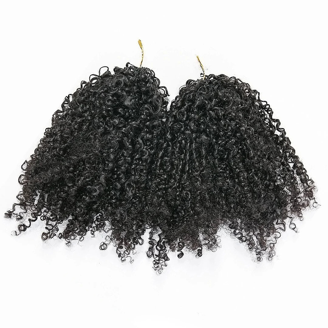 Afro Kinky Curly Human Hair Extensions Crochet Hair Knotless Pre-Separated Feather Crochet Human Hair Extensions Natural Color