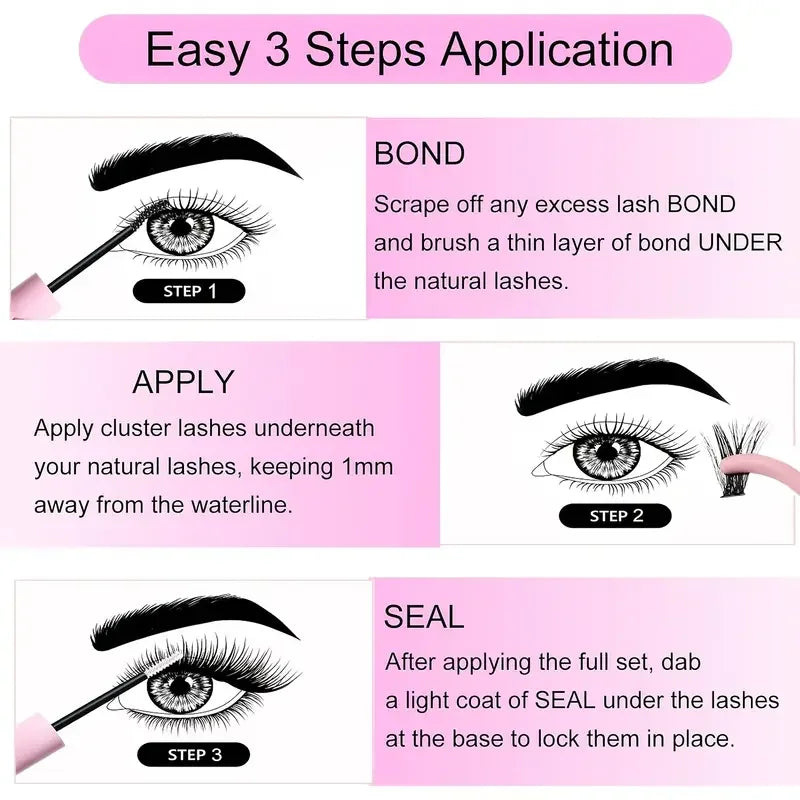 3 Pieces of Adhesive and Sealing Eyelash Glue 2-in-1, Suitable for DIY Group Eyelashes, Household False Eyelash Makeup Tool
