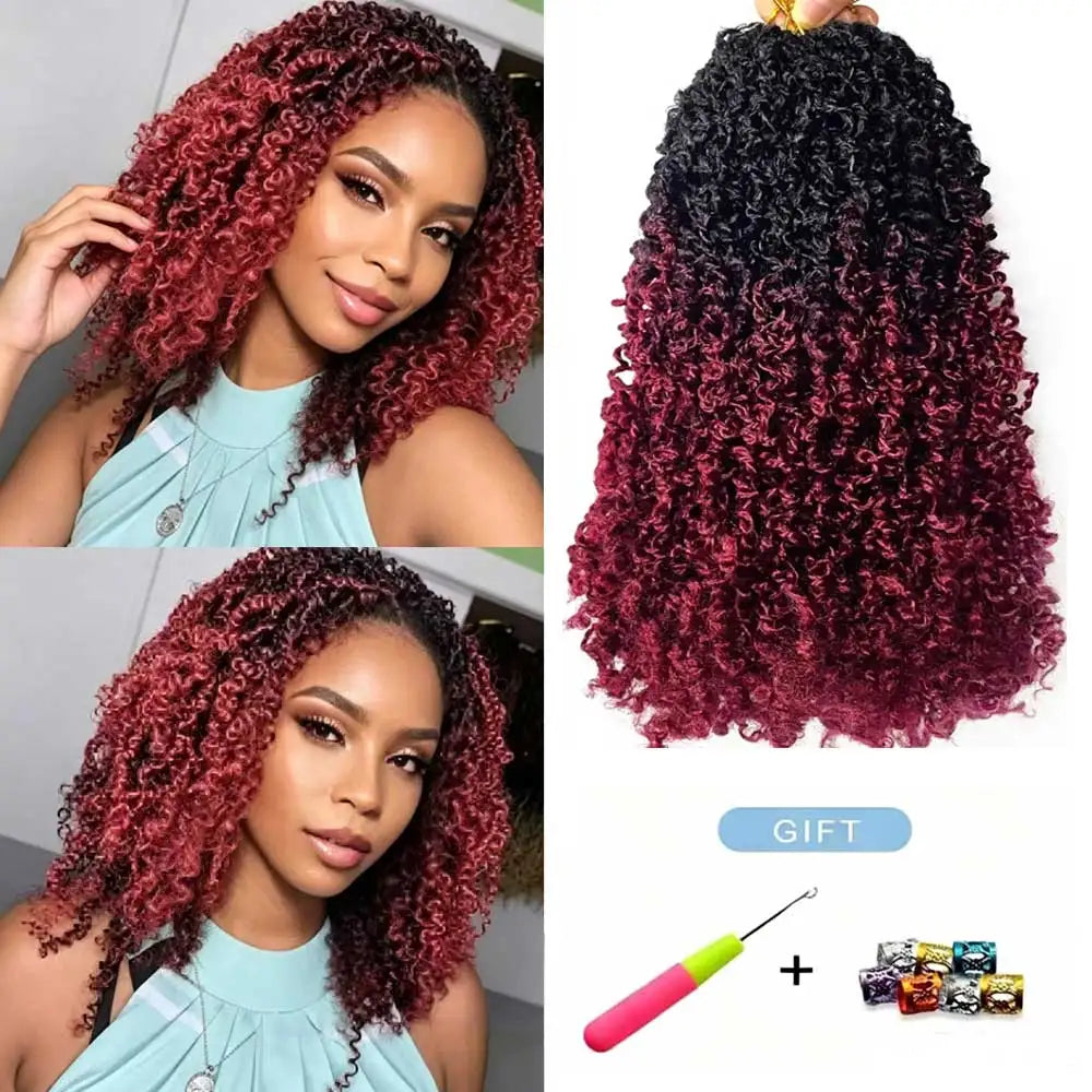 8"Yanky Twist Crochet Hair Pre-Looped Ombre Brown Synthetic Crochet Hair with Curly Ends Yank Twist Crochet Hair For Black Women