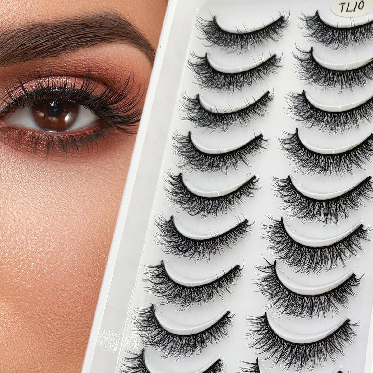 HBZGTLAD 10 pairs of natural fake eyelashes 3D artificial mink eyelashes soft eyelashes extended fake eyelashes long mink eyelas