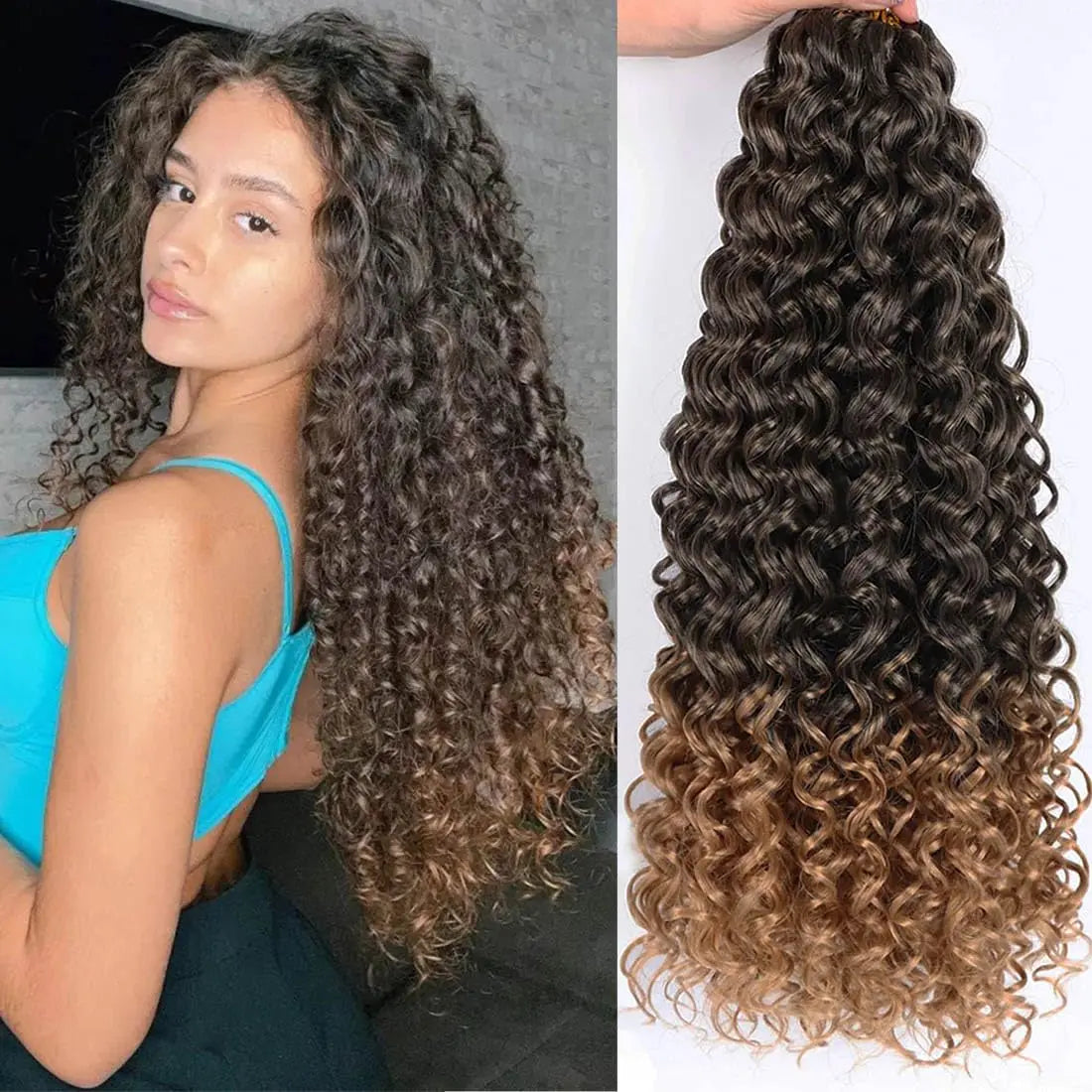 GoGo Curl Crochet Hair for Black Women Short Beach Curl Bohemian Crochet Braids Natural Black Deep Wave Synthetic Hair