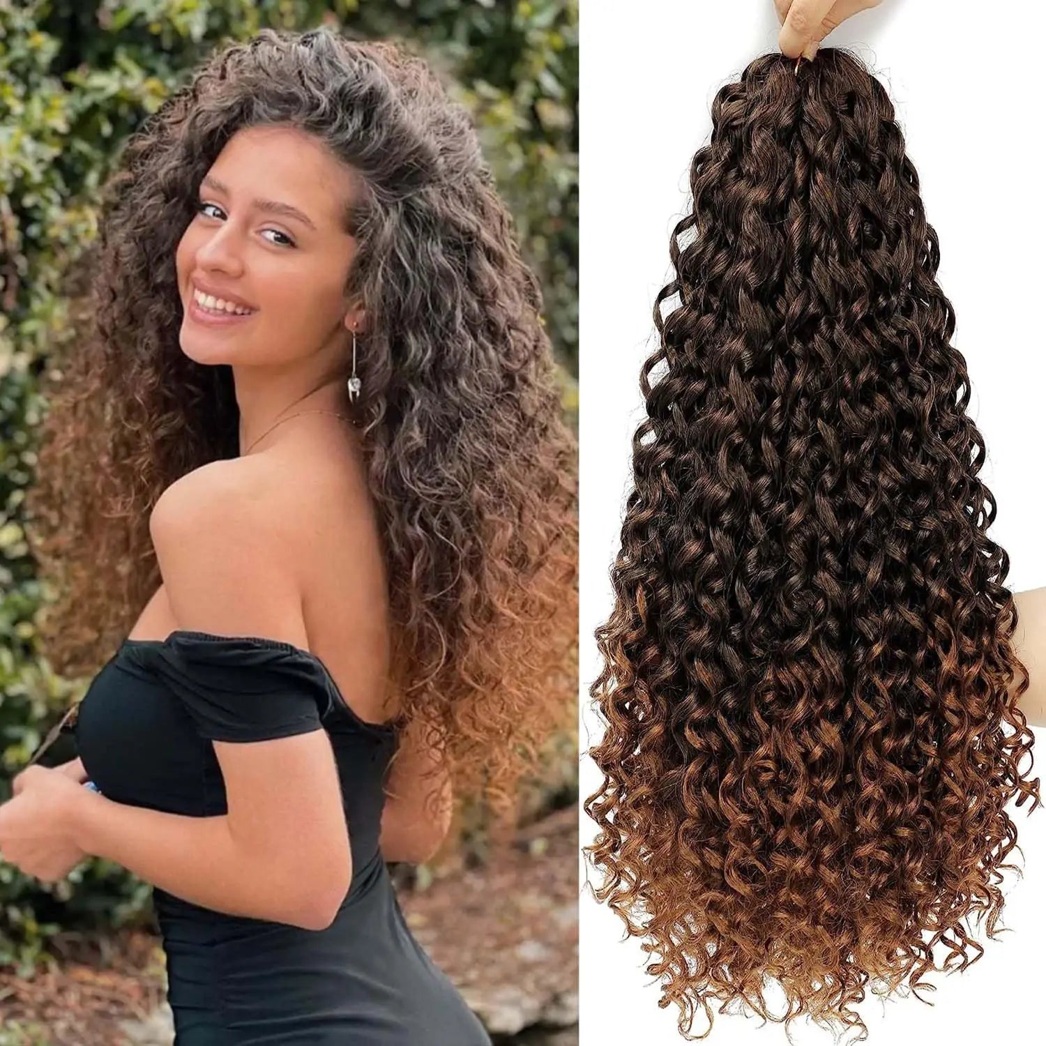 GoGo Curl Crochet Hair for Black Women Short Beach Curl Bohemian Crochet Braids Natural Black Deep Wave Synthetic Hair