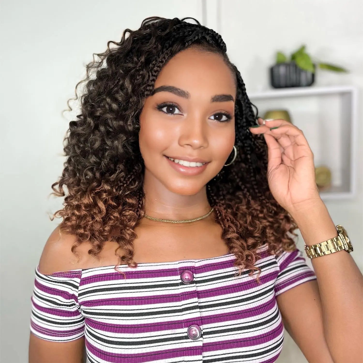 Goddess Bohemian Crochet Hair 14 8Packs Crochet Boho Braids Box Braids With Curly Ends Synthetic Crochet Hair For Black Women