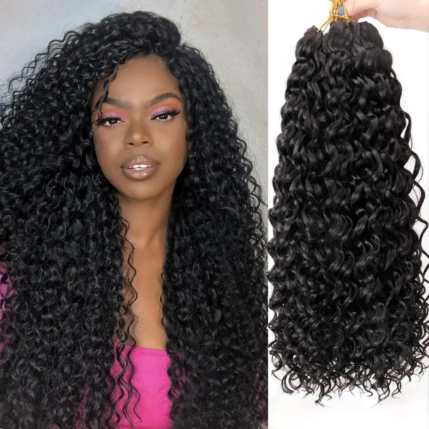 GoGo Curl Crochet Hair for Black Women Short Beach Curl Bohemian Crochet Braids Natural Black Deep Wave Synthetic Hair