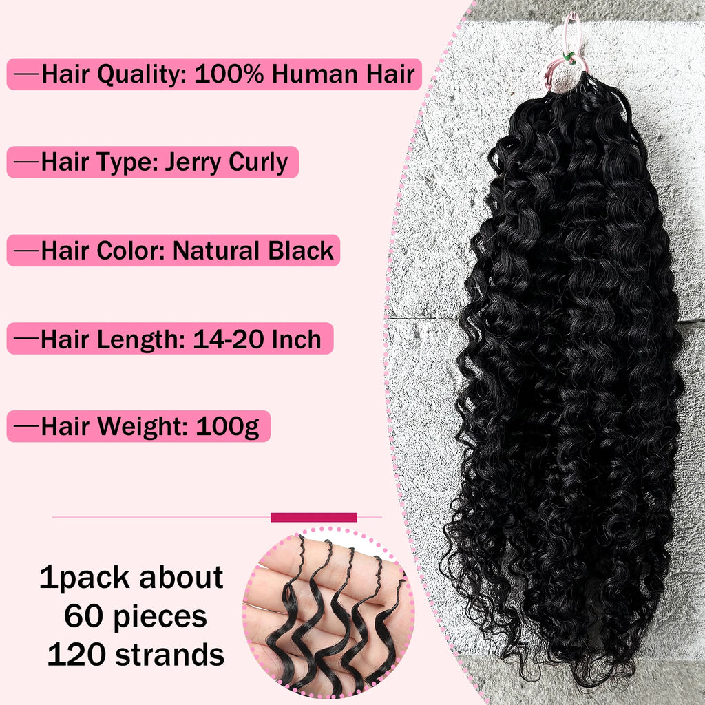 Feather Crochet Human Hair Pre-Separated Curly Bulk Hair for Braiding Human Hair Knotless Crochet Hair Extensions 14-18inch