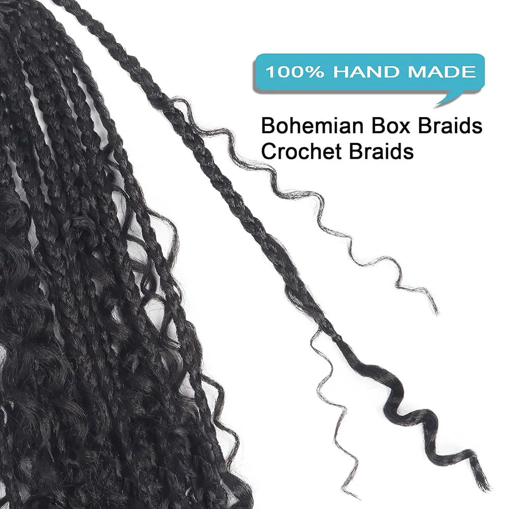 Goddess Bohemian Crochet Hair 14 8Packs Crochet Boho Braids Box Braids With Curly Ends Synthetic Crochet Hair For Black Women