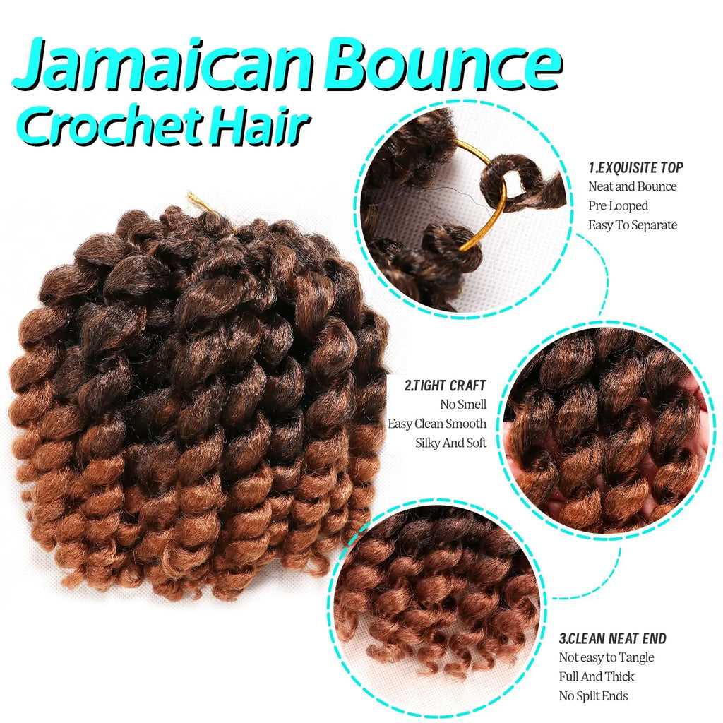 Wand Curl Crochet Hair 8inch Jamaican Bounce Crochet Hair for Black Women Natural Black  Crochet Hair Short Curly Crochet Hair