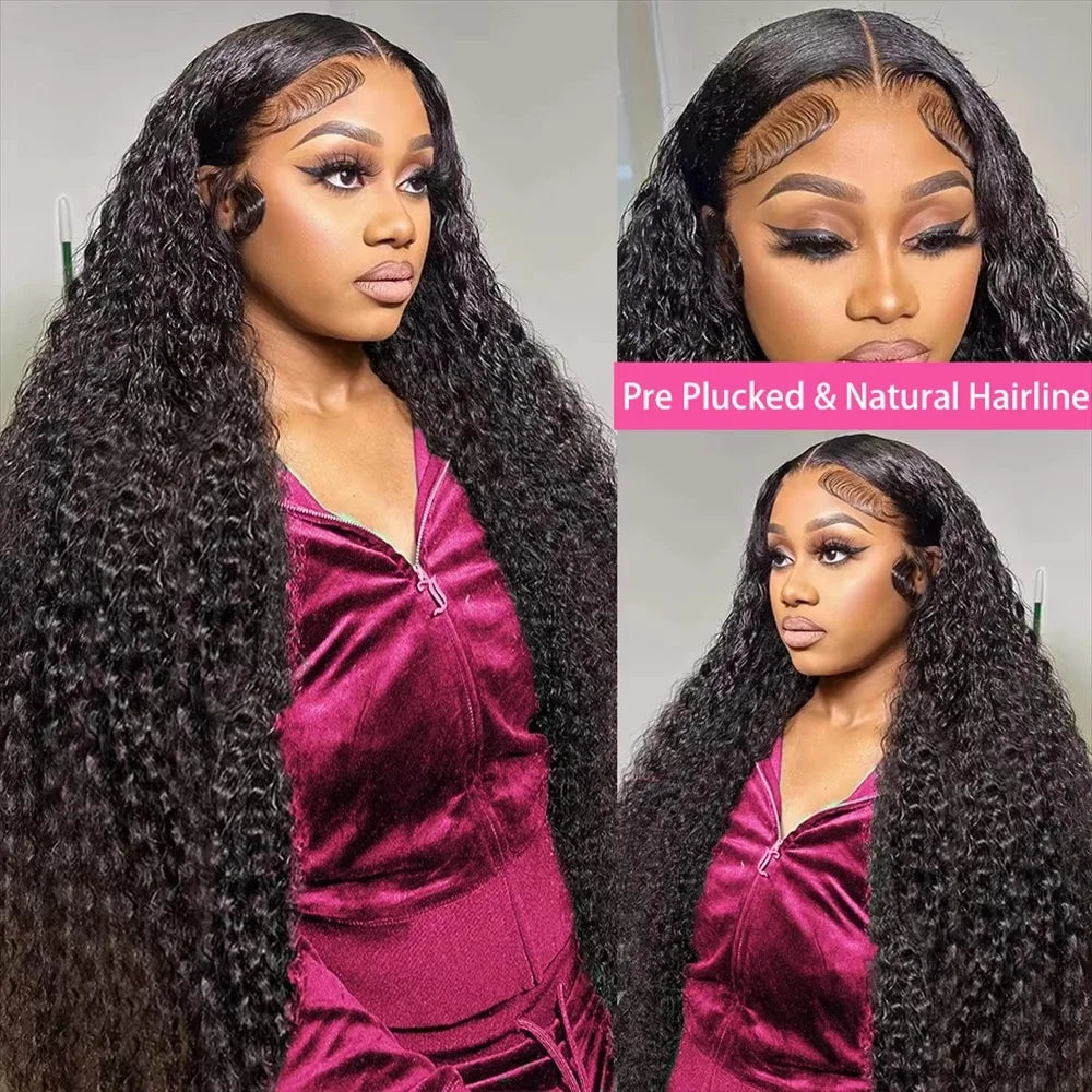 13x6 Glueless 250 Density Brazilian Deep Wave Curly HD Lace Frontal Human Hair Wig For Women Preplucked Best Hair Water Wig