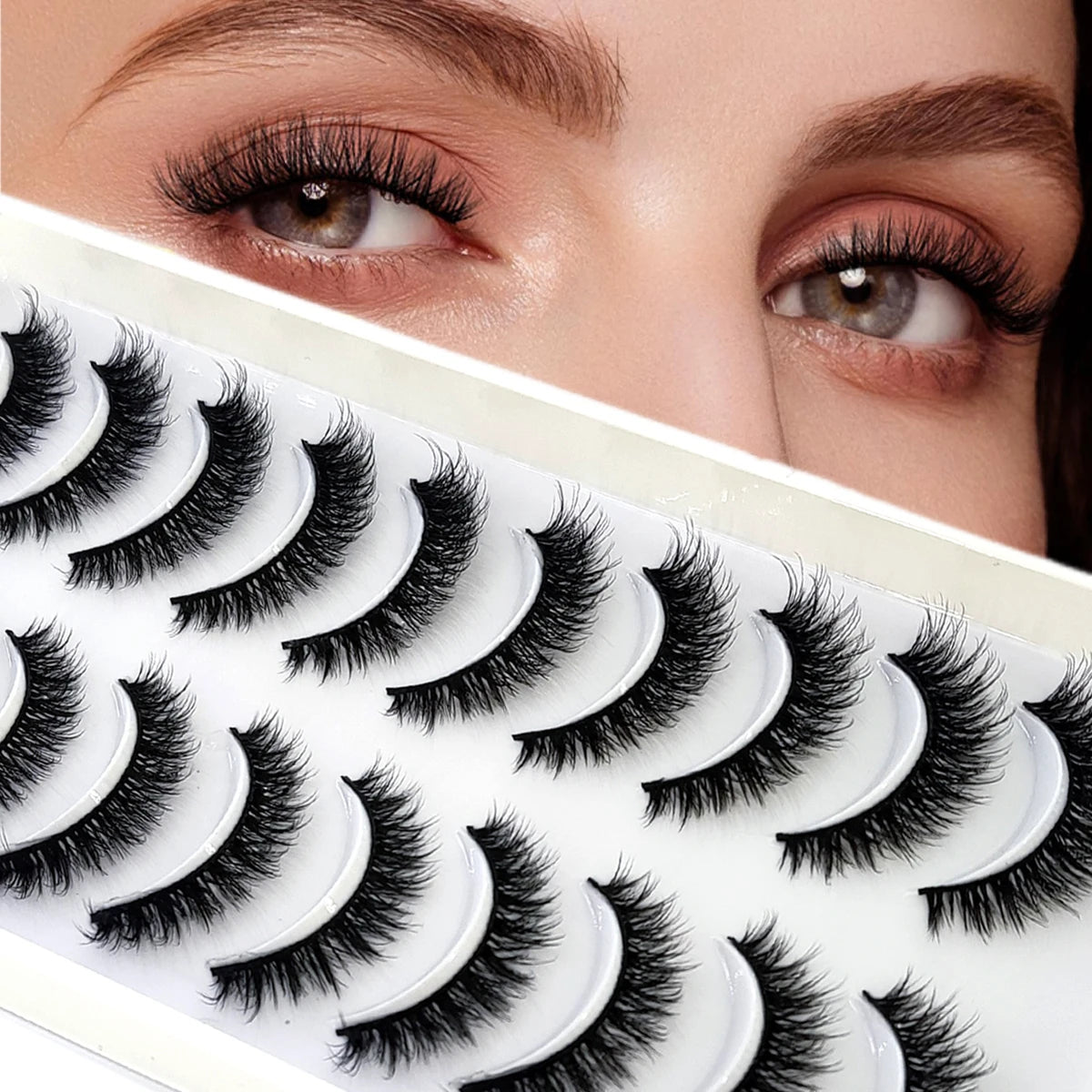 HBZGTLAD 10 pairs of natural fake eyelashes 3D artificial mink eyelashes soft eyelashes extended fake eyelashes long mink eyelas