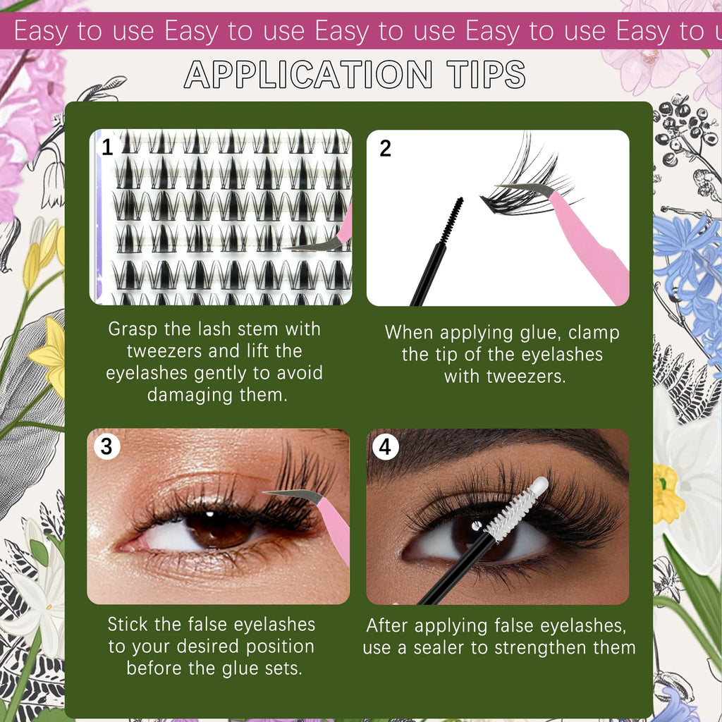 LASHVANA Lash Clusters Kit DIY Lash Extension Kit Individual Lashes Cluster with Lash Bond & Seal & Remover EyeLashes Extension