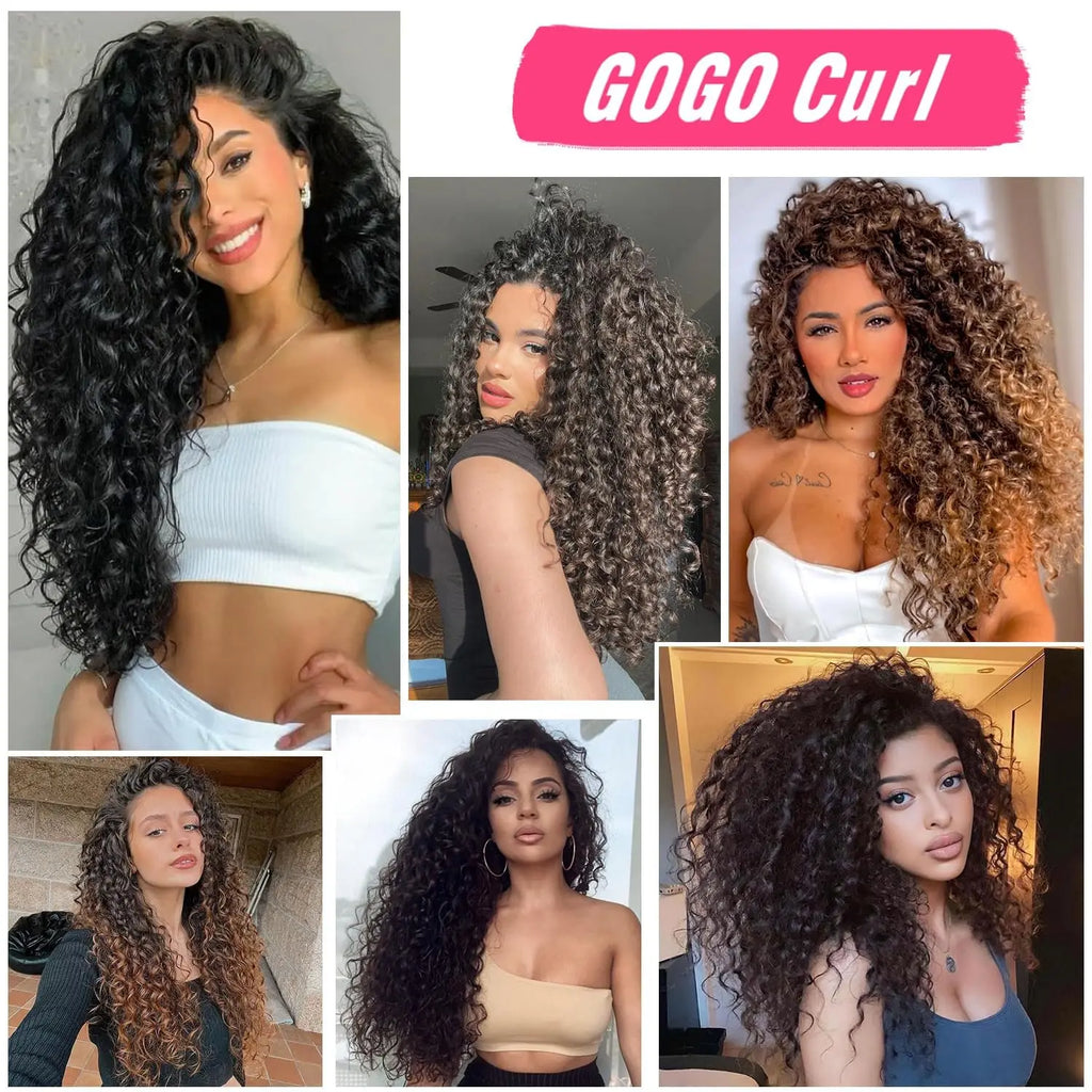 GoGo Curl Crochet Hair for Black Women Short Beach Curl Bohemian Crochet Braids Natural Black Deep Wave Synthetic Hair