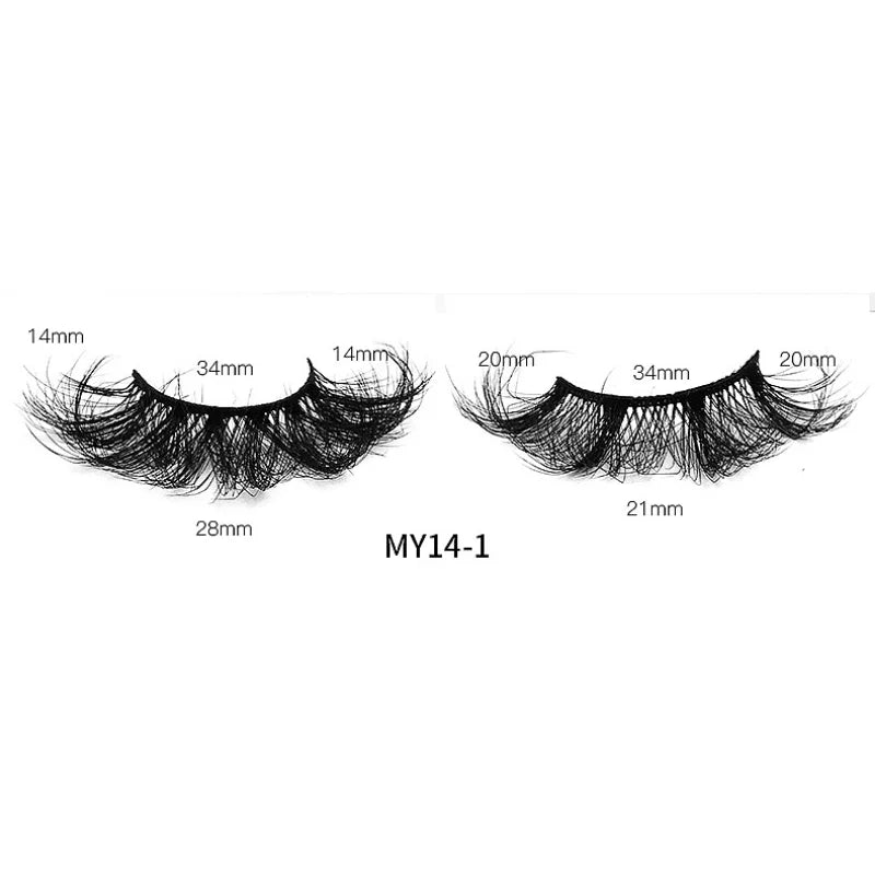14 pairs of luxurious, voluminous false lashes - thick, natural-looking synthetic mink lashes, reusable for a perfect makeup loo