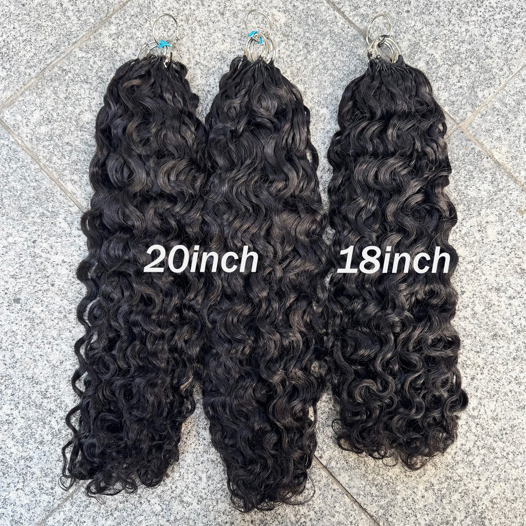 Feather Crochet Human Hair Pre-Separated Curly Bulk Hair for Braiding Human Hair Knotless Crochet Hair Extensions 14-18inch