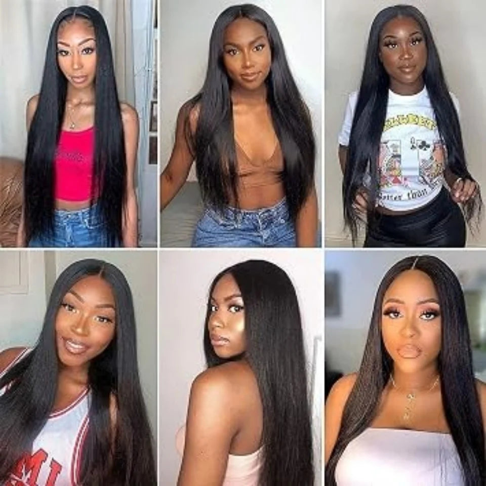 Wear and Go 5x5 HD Lace Closure Wigs Human Hair Glueless Wigs Human Hair Pre Plucked Pre Cut 200 Density Straight Human Hair Wig for Beginners with Baby Hair Natural Black
