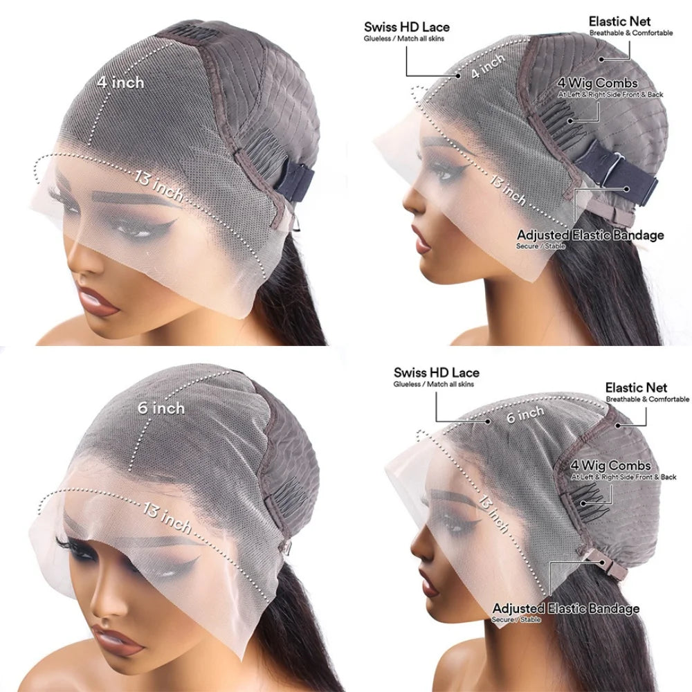 13x6 Glueless 250 Density Brazilian Deep Wave Curly HD Lace Frontal Human Hair Wig For Women Preplucked Best Hair Water Wig