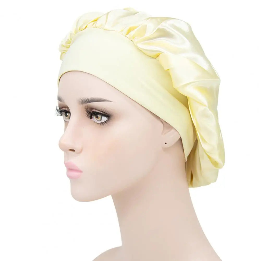 Sleep Hat Satin Bonnet Silk Bonnet Sleeping Hair Bonnet With Tie Band Bonnets Solid Color Stretch Bonnets Shower Cap Hair Hat