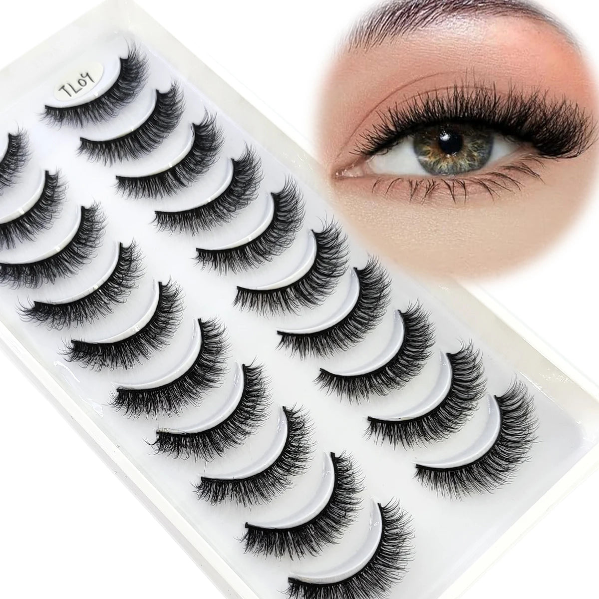 HBZGTLAD 10 pairs of natural fake eyelashes 3D artificial mink eyelashes soft eyelashes extended fake eyelashes long mink eyelas