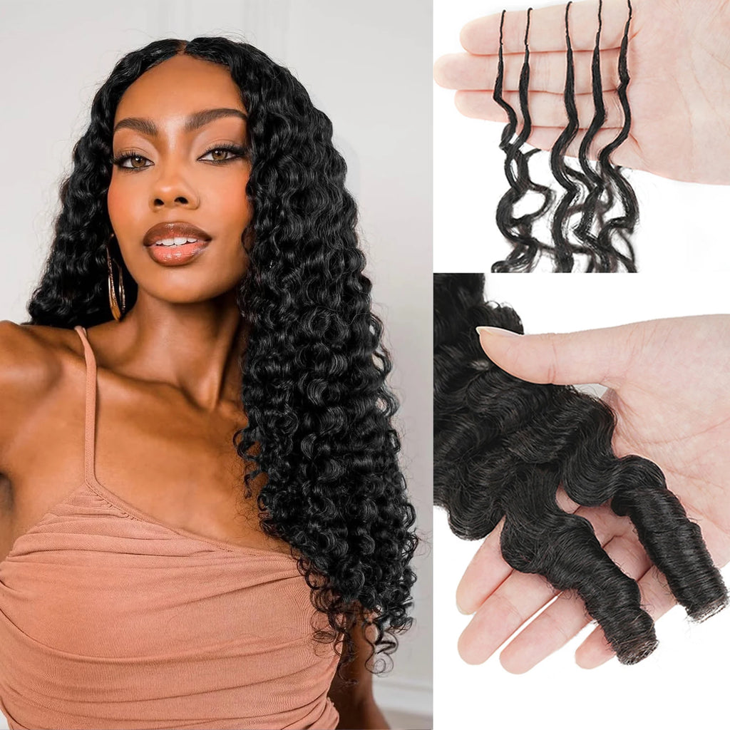 5 Pack Burmese Curly Crochet Hair Knotless Feather Pre-Separated Crochet Braids Light Weight Reusable Brazilian Hair Extension