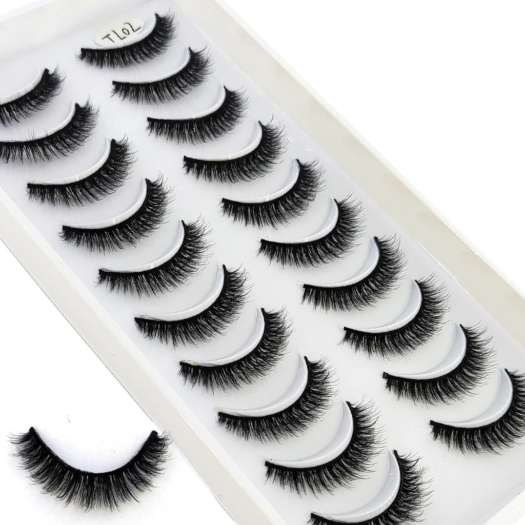 HBZGTLAD 10 pairs of natural fake eyelashes 3D artificial mink eyelashes soft eyelashes extended fake eyelashes long mink eyelas