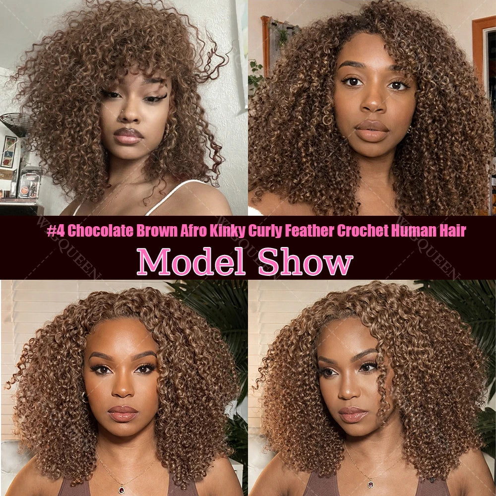 12A Honey Blonde Reusable Small Spirals Curly Crochet Hair For Braid #27 Afro Kinky Curly Feather Crochet Human Hair Extensions