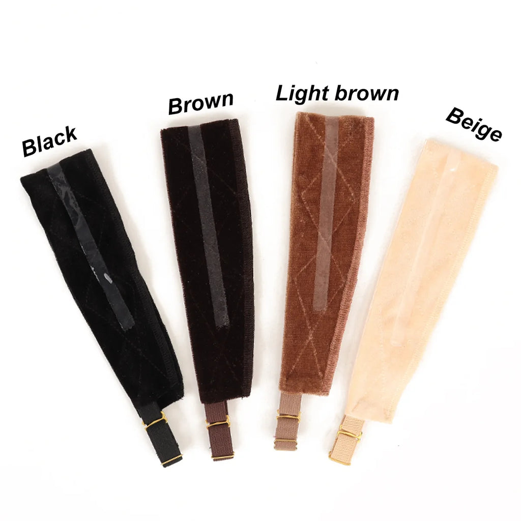 Wig Grip Headband For Lace Frontal Wigs Adjustable Invisible Wig Hair Band Nude Non-Slip Velvet Wig Band To Hold Wigs