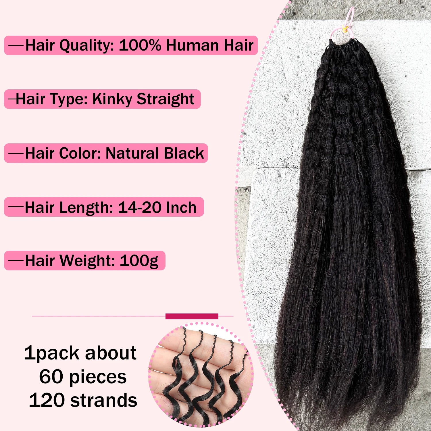 Feather Crochet Human Hair Pre-Separated Curly Bulk Hair for Braiding Human Hair Knotless Crochet Hair Extensions 14-18inch