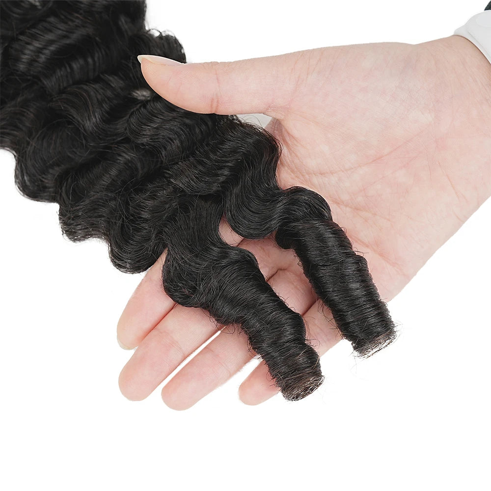 5 Pack Burmese Curly Crochet Hair Knotless Feather Pre-Separated Crochet Braids Light Weight Reusable Brazilian Hair Extension