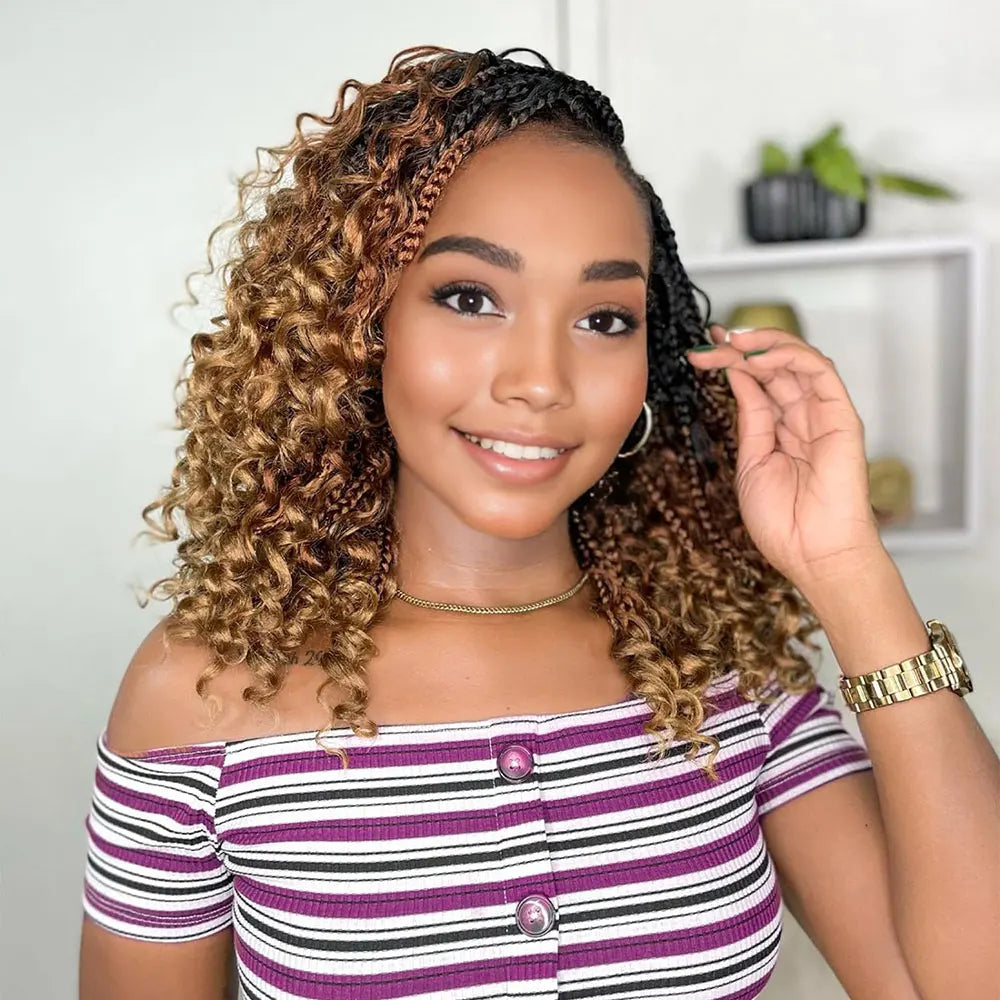 Goddess Bohemian Crochet Hair 14 8Packs Crochet Boho Braids Box Braids With Curly Ends Synthetic Crochet Hair For Black Women