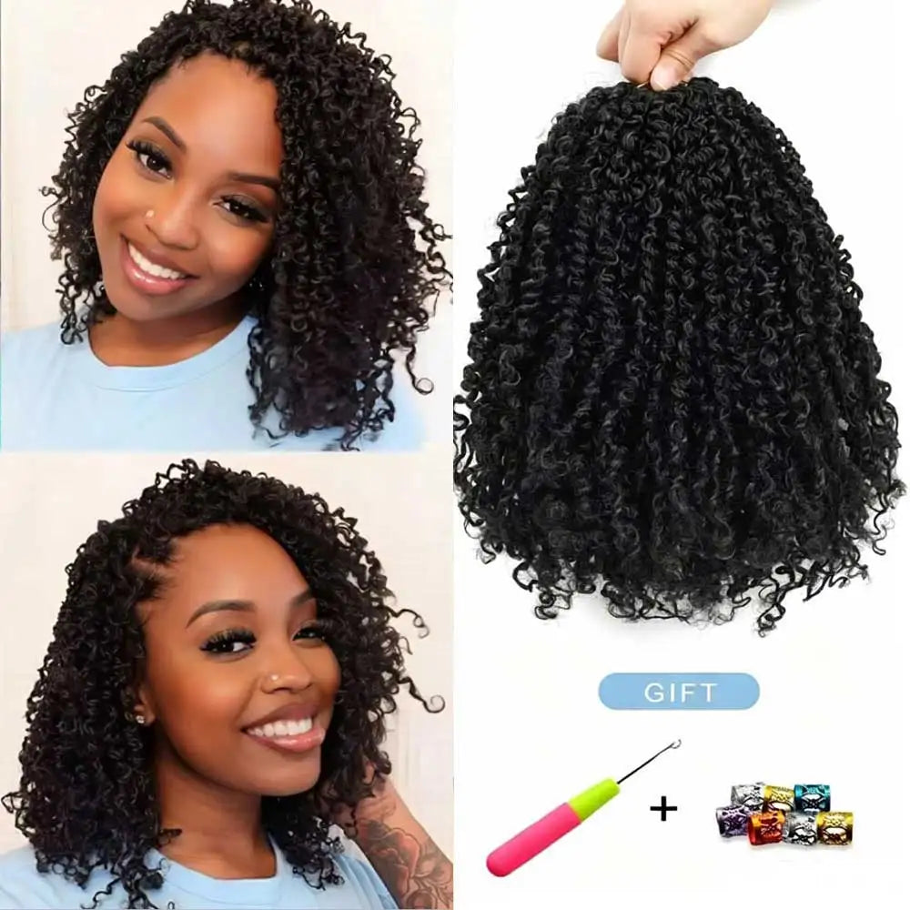 8"Yanky Twist Crochet Hair Pre-Looped Ombre Brown Synthetic Crochet Hair with Curly Ends Yank Twist Crochet Hair For Black Women