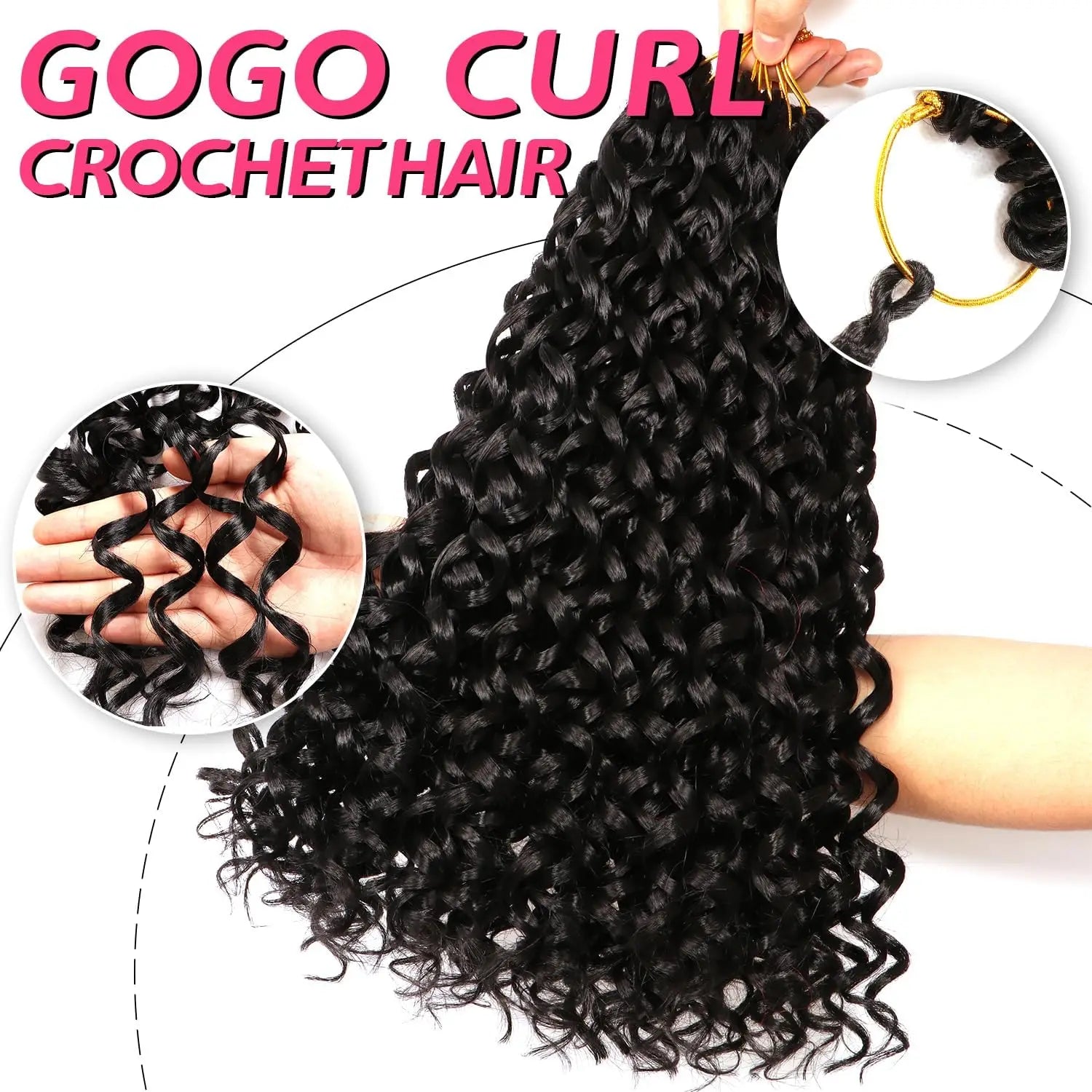 GoGo Curl Crochet Hair for Black Women Short Beach Curl Bohemian Crochet Braids Natural Black Deep Wave Synthetic Hair