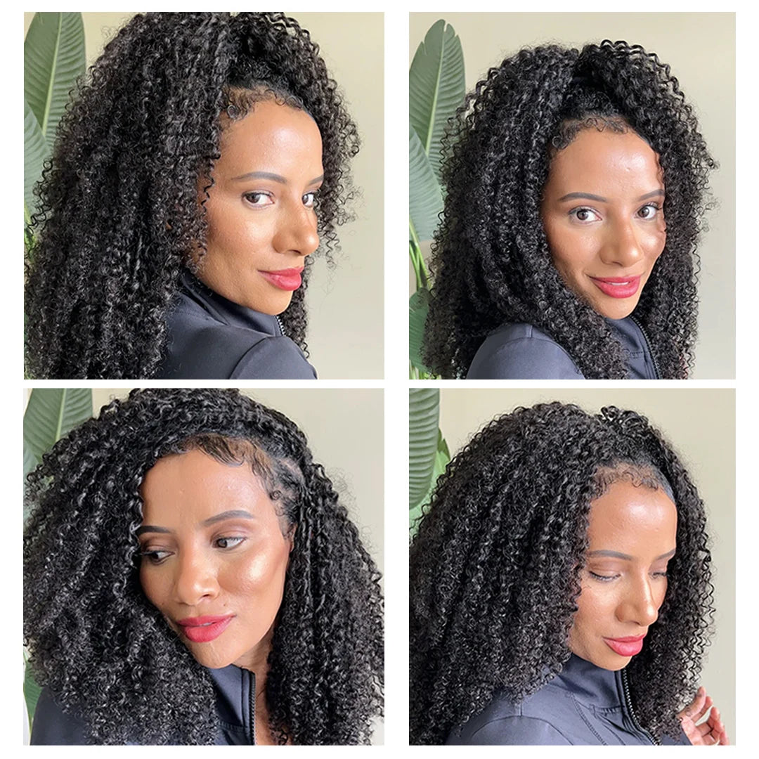 Afro Kinky Curly Human Hair Extensions Crochet Hair Knotless Pre-Separated Feather Crochet Human Hair Extensions Natural Color
