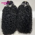 Afro Kinky Curly Human Hair Extensions Crochet Hair Knotless Pre-Separated Feather Crochet Human Hair Extensions Natural Color