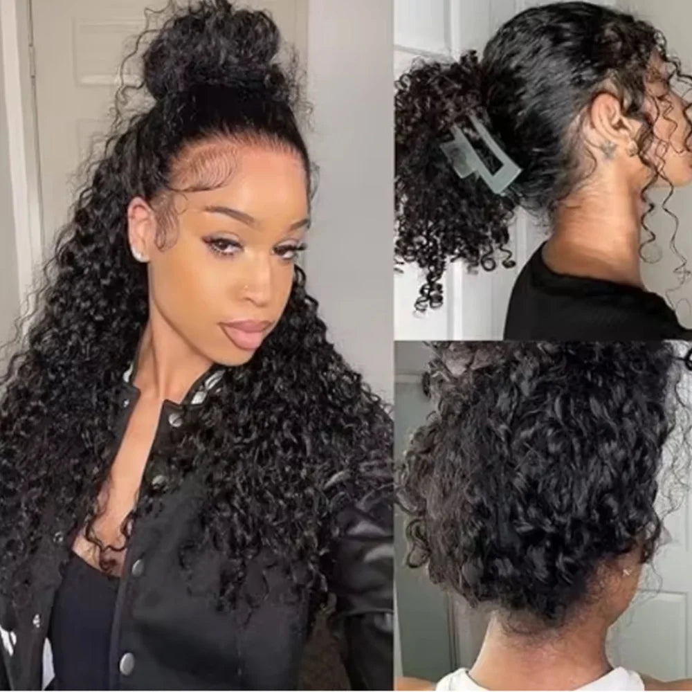 13x6 Glueless 250 Density Brazilian Deep Wave Curly HD Lace Frontal Human Hair Wig For Women Preplucked Best Hair Water Wig
