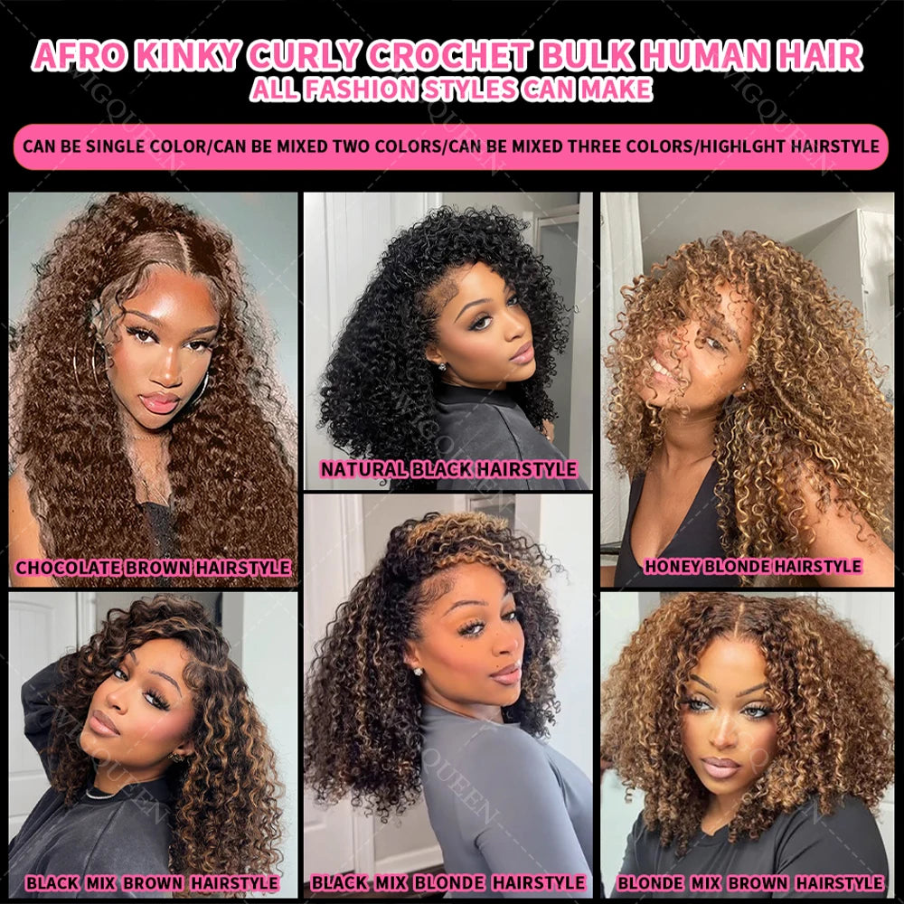 12A Honey Blonde Reusable Small Spirals Curly Crochet Hair For Braid #27 Afro Kinky Curly Feather Crochet Human Hair Extensions