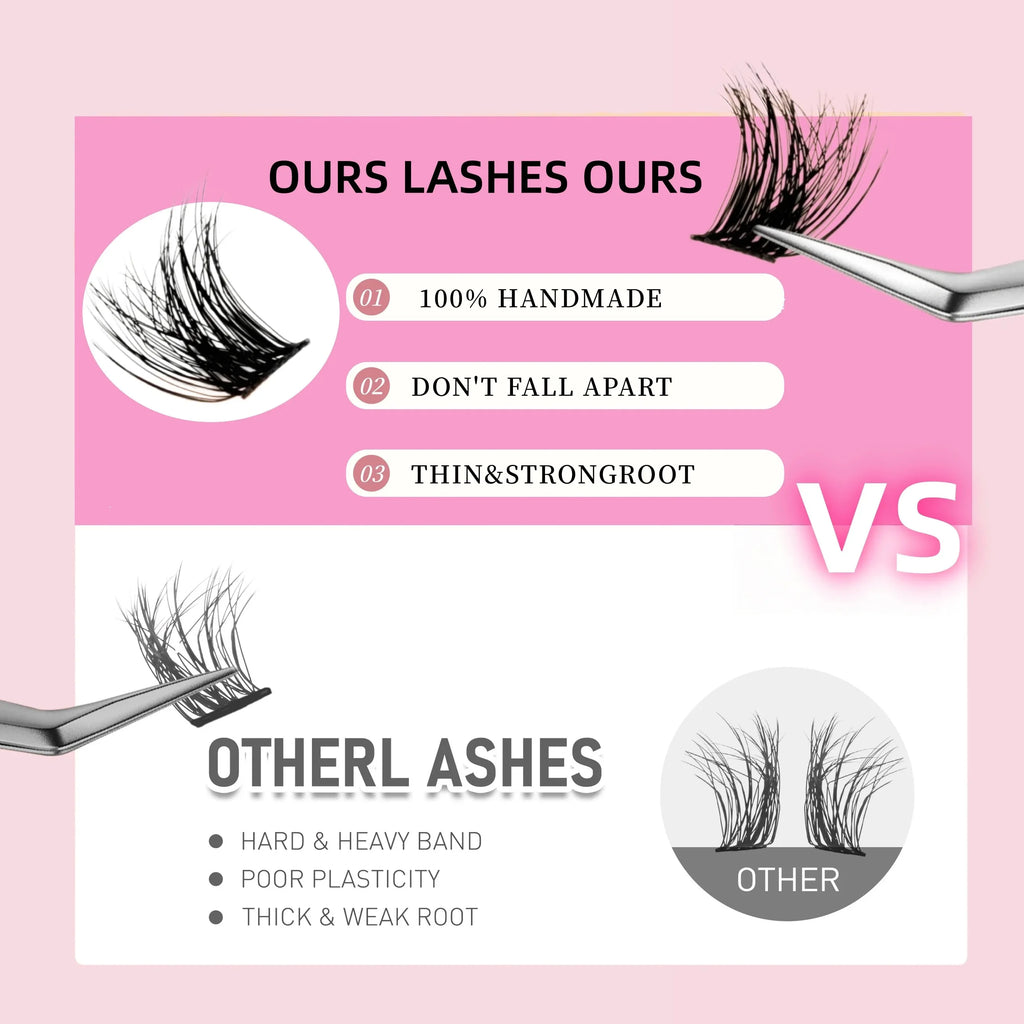 Lash Clusters DIY Extension Kit for Home, Waterproof Strong Hold Lash Bond & Seal with Tweezers