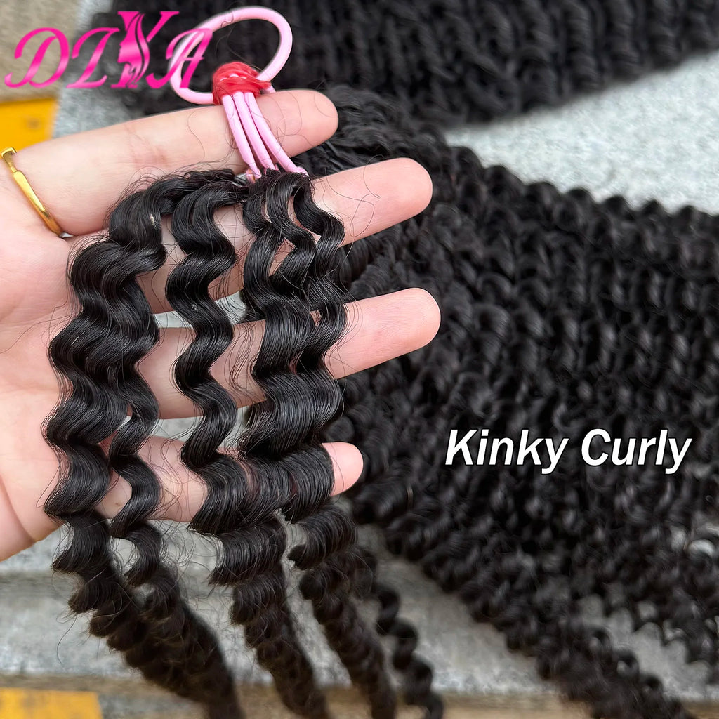 Feather Crochet Human Hair Pre-Separated Curly Bulk Hair for Braiding Human Hair Knotless Crochet Hair Extensions 14-18inch