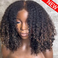 Highlight Glueless Wig Human Hair Kinky Curly 10-18 Inch 400 Density 13x6 HD Transparent Lace Frontal Wig Human Hair Wear And Go