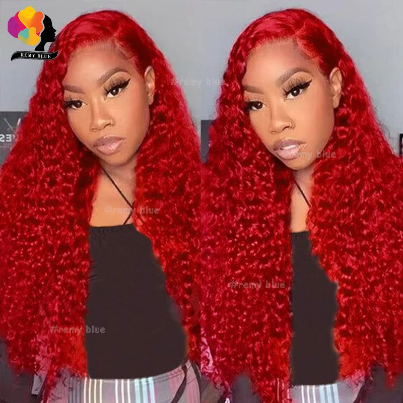 Burgundy Water Wave Human Hair Wigs for Black Women 13X6 13x4 Lace Front Human Hair Wig Remy Curly Human Hair Lace Frontal Wigs
