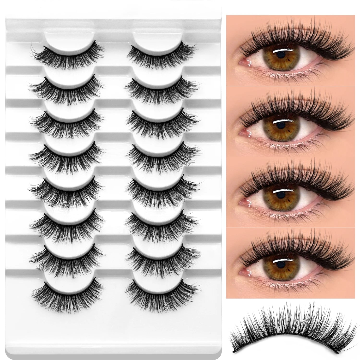 Veltrinay Lashes Mink False Eyelashes Natural Wispy Lashes Soft Faux Mink Lashes Plush False Lashes Makeup