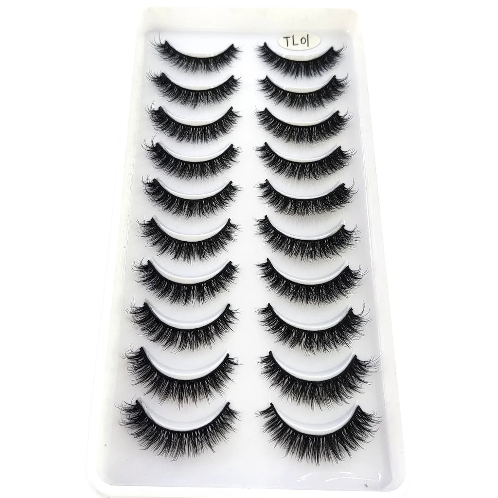 HBZGTLAD 10 pairs of natural fake eyelashes 3D artificial mink eyelashes soft eyelashes extended fake eyelashes long mink eyelas