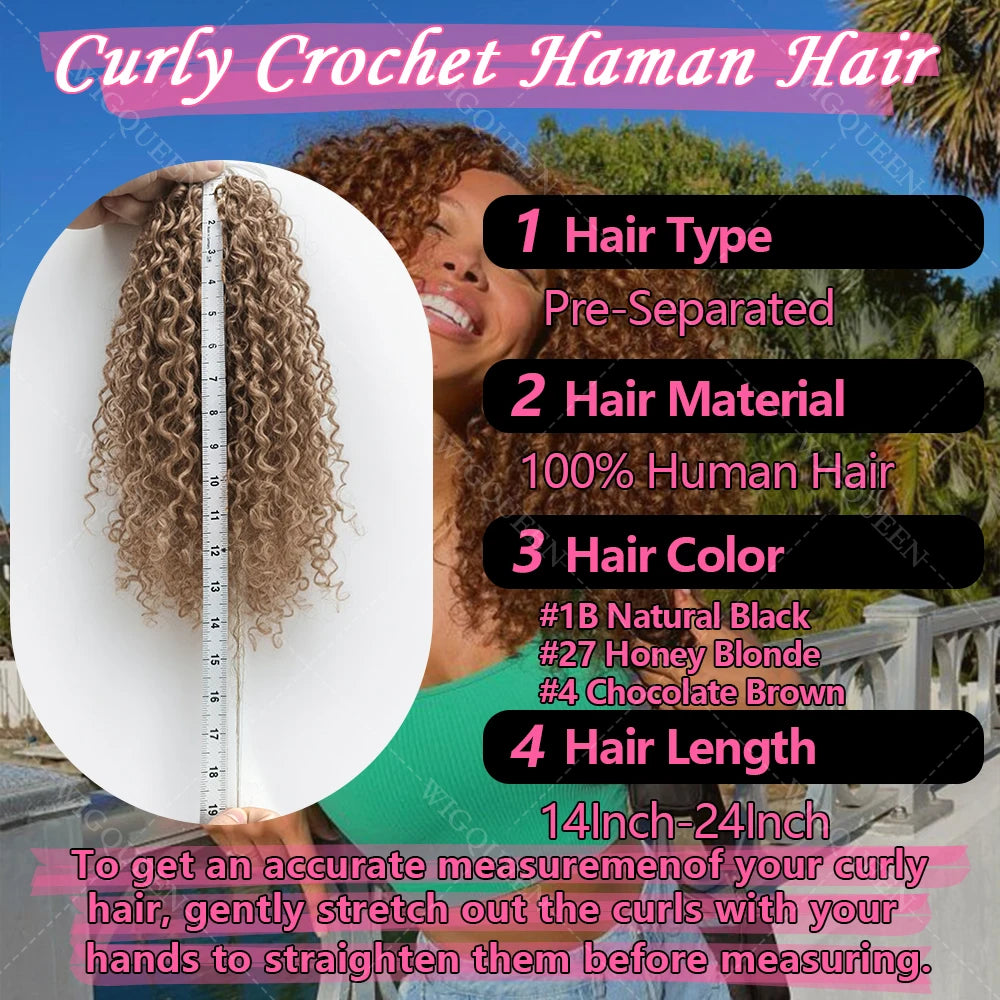 12A Honey Blonde Reusable Small Spirals Curly Crochet Hair For Braid #27 Afro Kinky Curly Feather Crochet Human Hair Extensions
