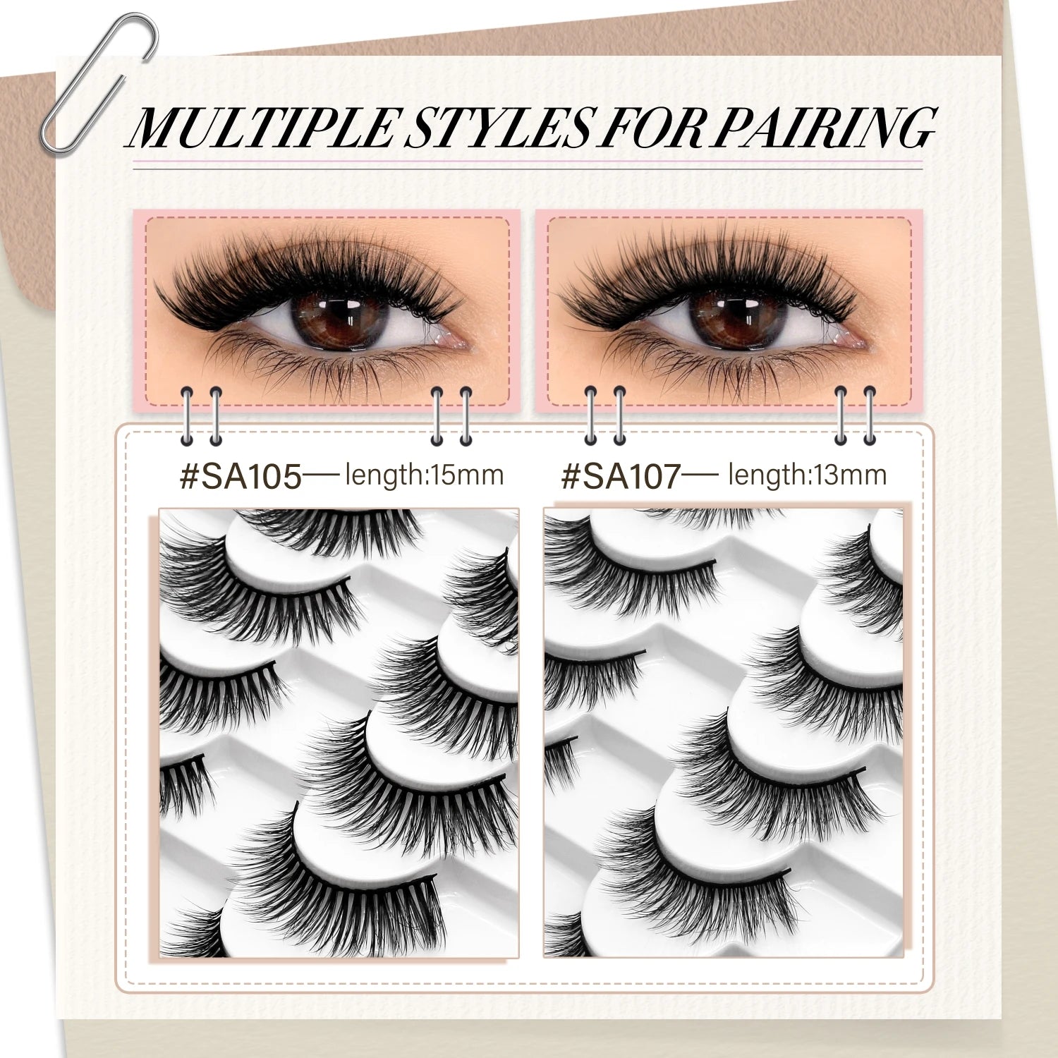 Veltrinay Lashes Mink False Eyelashes Natural Wispy Lashes Soft Faux Mink Lashes Plush False Lashes Makeup