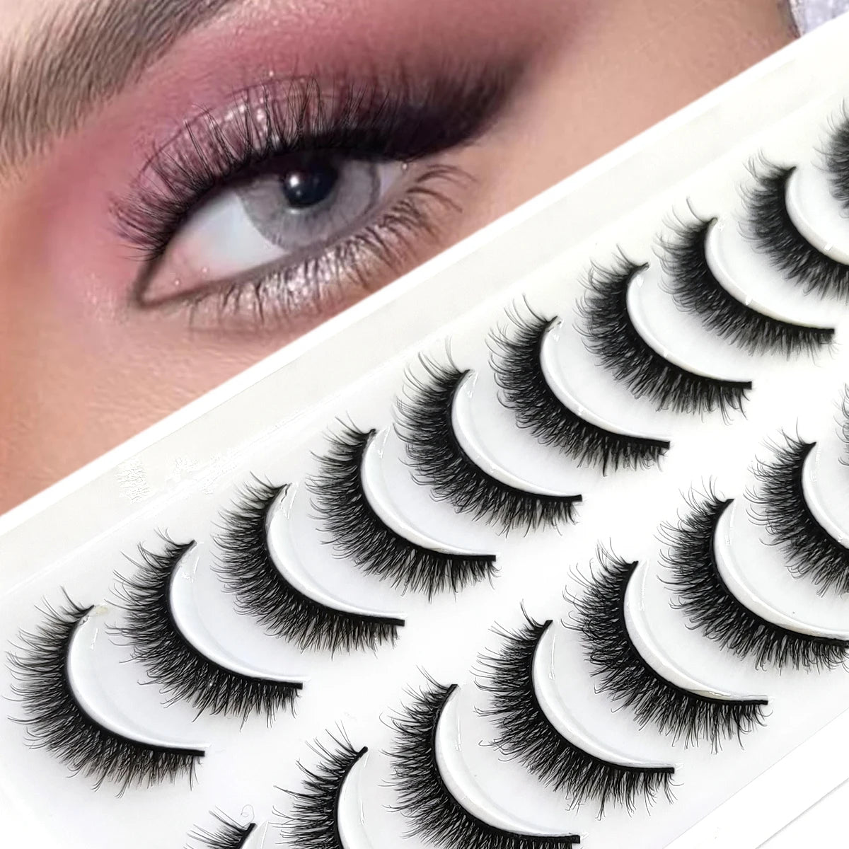HBZGTLAD 10 pairs of natural fake eyelashes 3D artificial mink eyelashes soft eyelashes extended fake eyelashes long mink eyelas