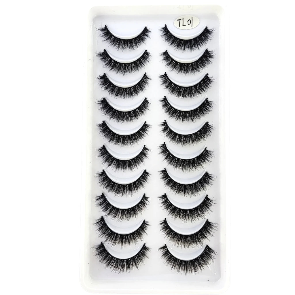 HBZGTLAD 10 pairs of natural fake eyelashes 3D artificial mink eyelashes soft eyelashes extended fake eyelashes long mink eyelas