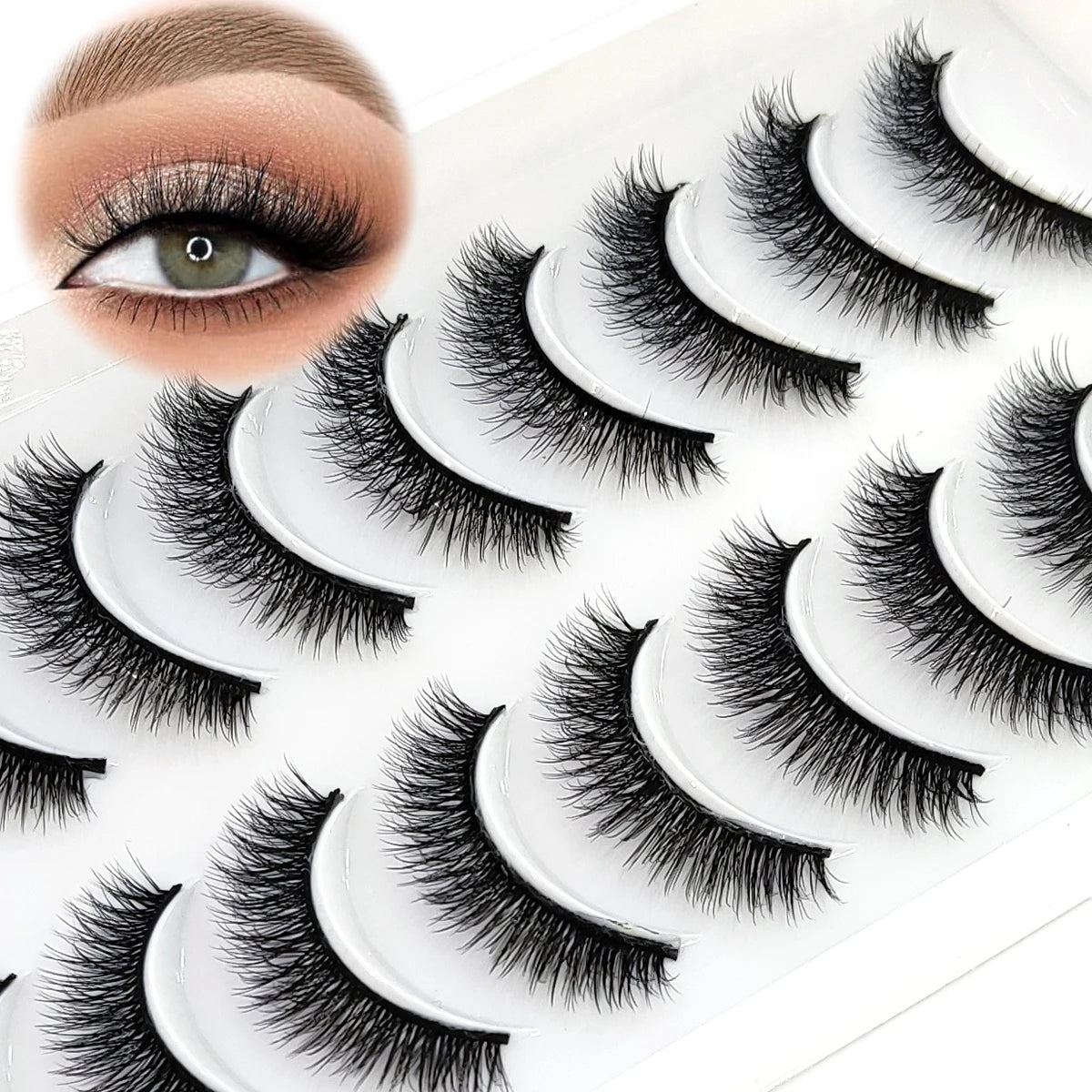HBZGTLAD 10 pairs of natural fake eyelashes 3D artificial mink eyelashes soft eyelashes extended fake eyelashes long mink eyelas