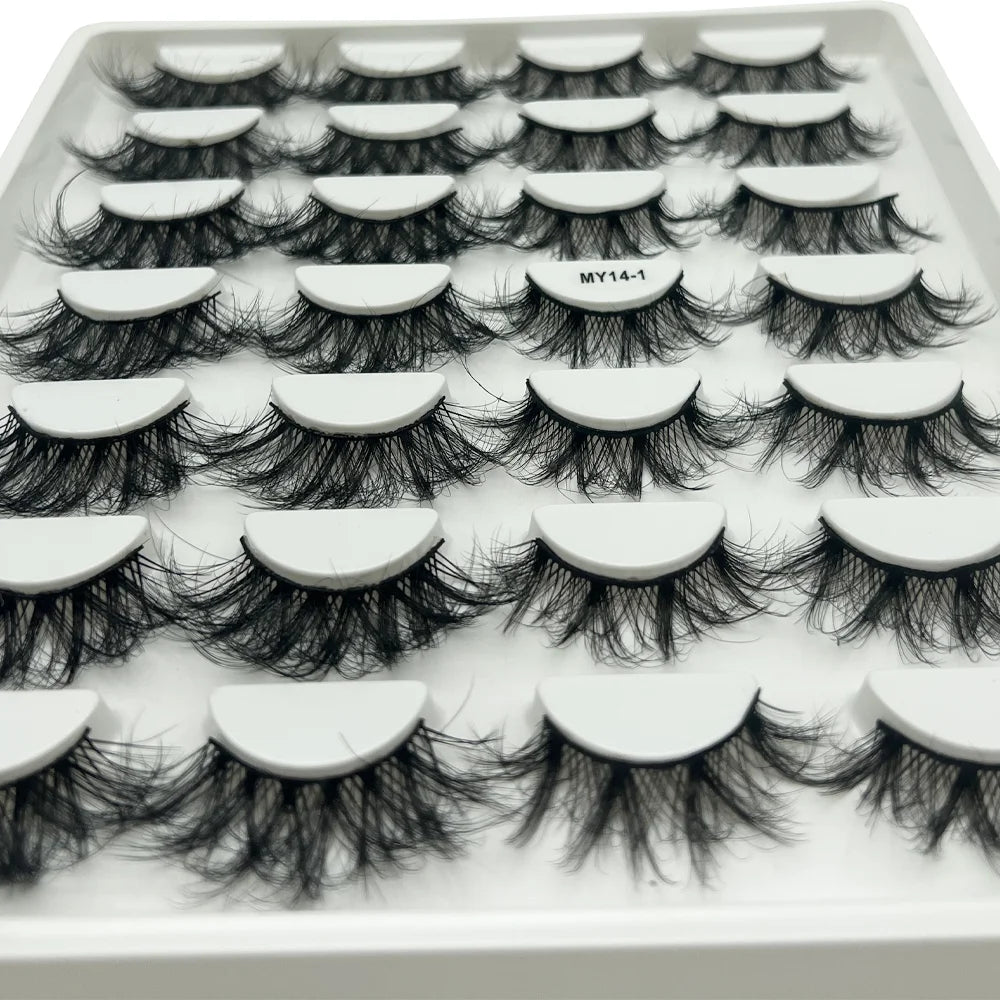 14 pairs of luxurious, voluminous false lashes - thick, natural-looking synthetic mink lashes, reusable for a perfect makeup loo