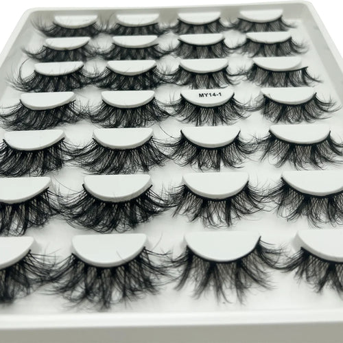 14 pairs of luxurious, voluminous false lashes - thick, natural-looking synthetic mink lashes, reusable for a perfect makeup loo